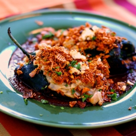 Chile Cherry Mole Stuffed Poblanos