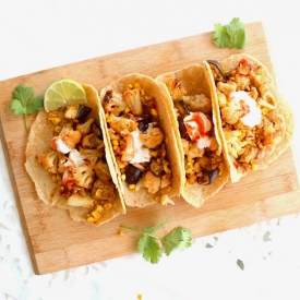 Cauliflower, Corn and Eggplant Taco