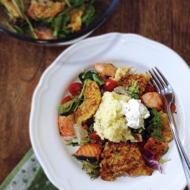 Quinoa Fritters with Salmon Salad