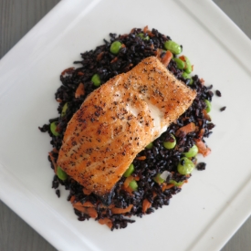 Salmon with forbidden rice