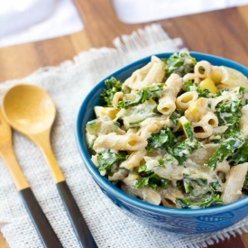 Low Fat Creamy Penne Pasta w/ Kale