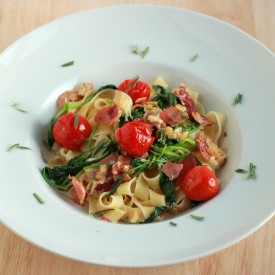 Pasta, Tomatoes and Baby Spinach