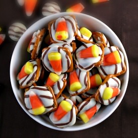 Candy Corn White Chocolate Pretzels