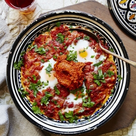 Shakshouka (Baked Eggs) with Rice