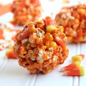 Candy Corn Popcorn Balls