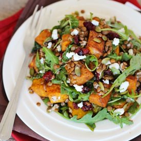 Squash, Lentil & Goat Cheese Salad