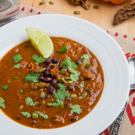 Pumpkin Chorizo and Black Bean Soup