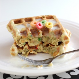 Fruit Loop Waffles with Milk Glaze