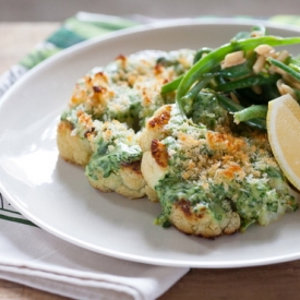 Cauliflower Steaks with Green Beans