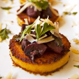 Polenta Cakes w/ Red Wine Mushrooms