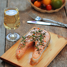 Salmon on a Wine-Soaked Plank