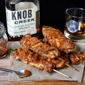 Bacon Bourbon BBQ Chicken Kebobs