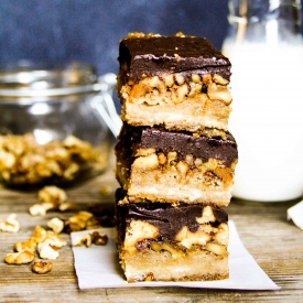 Sticky Walnut Ganache Bars