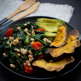 Garlicky Kale with Roasted Squash