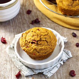 Pumpkin Cranberry Oat Muffins