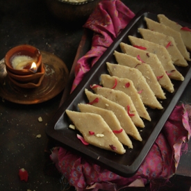 Badam Katli::Almond Fudge with Rose