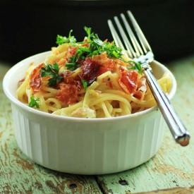 Cream, Proscuitto & Leek Spaghetti