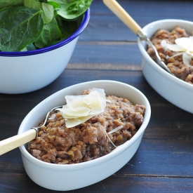 Red Lentil Risotto with Sausages