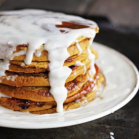 Pumpkin Cinnamon Roll Pancakes