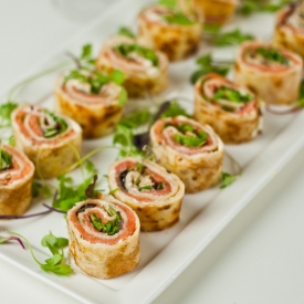 Salmon, Cream Cheese Pancake Rolls