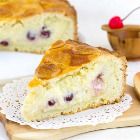 Basque Cake with Custard and Cherry