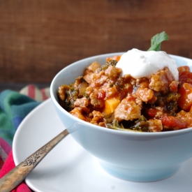 Turkey, Kale, Sweet Potato Chili