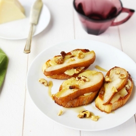 Pear and Coconut Gouda Crostinis