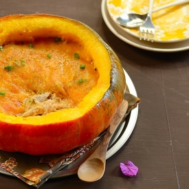 Chicken Stew in a Pumpkin Shell