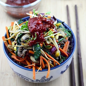 Mixed Vegetables and Beef Bibimbap