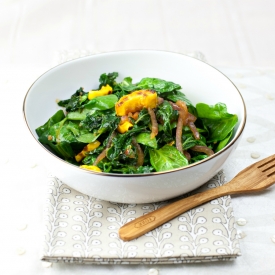 Kale and Spinach Saute with Squash