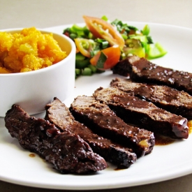 Steak with Mashed Pumpkin