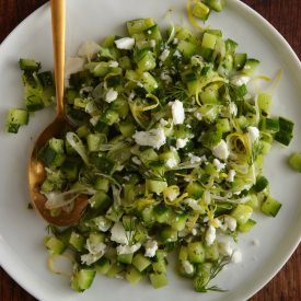 Warm Buttered Cucumbers with Feta