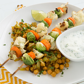 Roasted Veggie Kebabs & Chickpeas