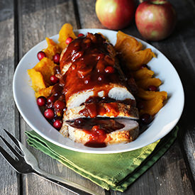 Roasted Pork Loin w/ Apple Cran Sauce