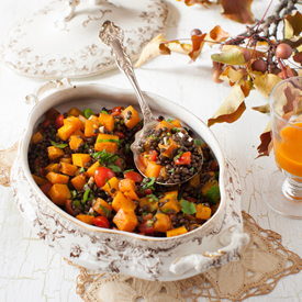 Lentils Salad with Roasted Pumpkin