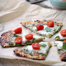 Cauliflower Crust Pesto Pizza