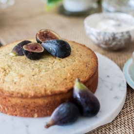 Pistachio Cake with Figs