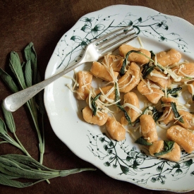 Sweet Potato Gnocchi with Enoki