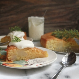 Pear Cornmeal Cake w/ Rosemary