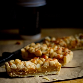 Salted Macadamia and Caramel Slice