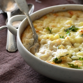 Cheesy Mashed Cauliflower Gratin