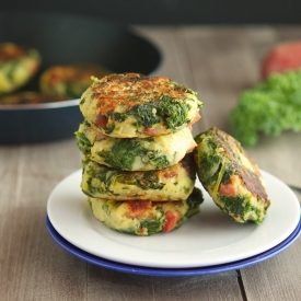 Bacon, Mashed Potato and Kale Cakes