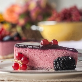 Raspberry Mousse Cake with Berries