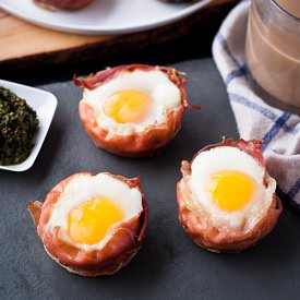 Prosciutto Egg Cups with Pesto