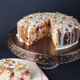 Cranberry and Pear Eggnog Cake