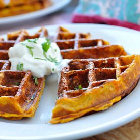 Cheesy Sweet Potato Waffles