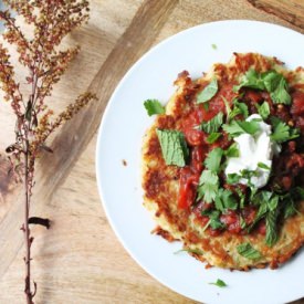 Latkas with Tomato Jam and Herb