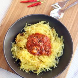 Spaghetti Squash with Spicy Sauce