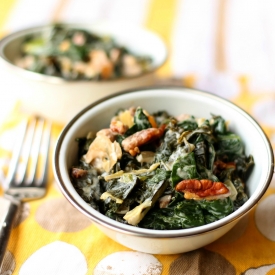 Creamy Mixed Greens with Pecans