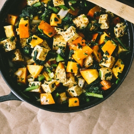 Baked Pumpkin and Tofu with Kale